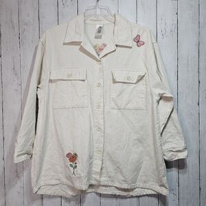 Vintage Disney Women's Long Sleeve Shirt Button Up Grow Happiness Size Large.